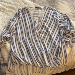 White and Blue 3/4 sleeve blouse